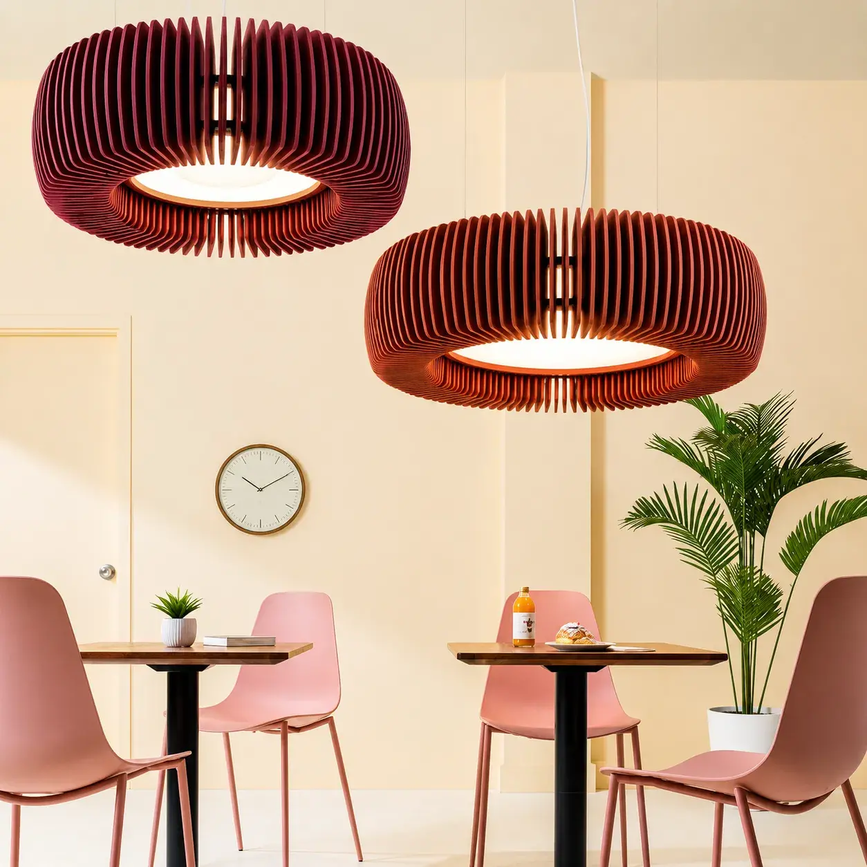 Custom PET felt acoustic lighting for commercial projects