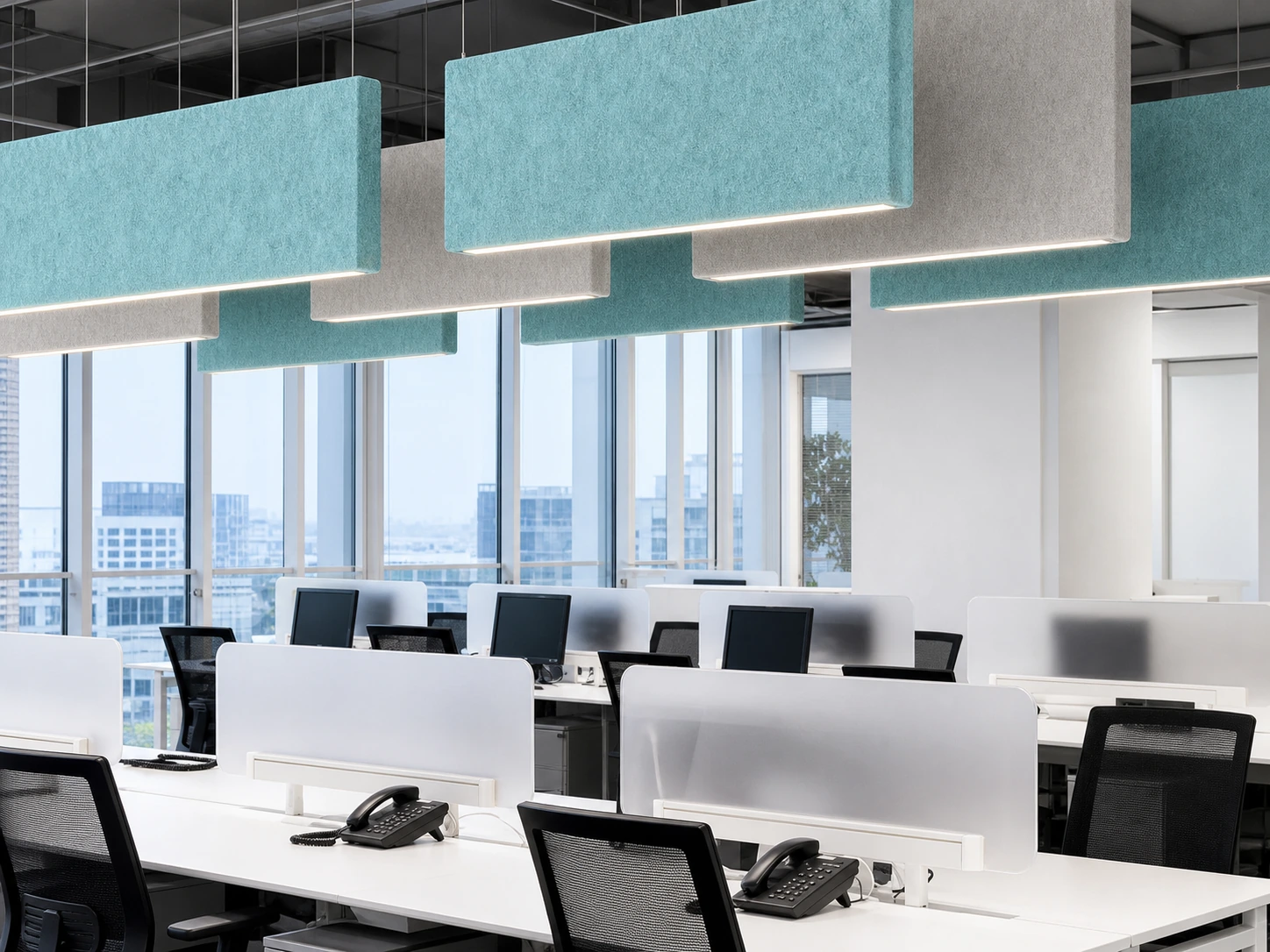PET felt acoustic lighting guide for office projects