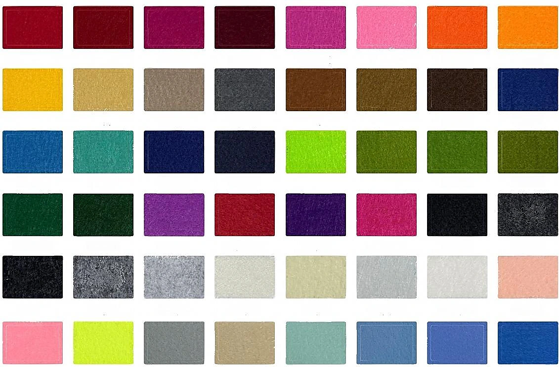 PET felt colour swatches used for acoustic lighting material selection