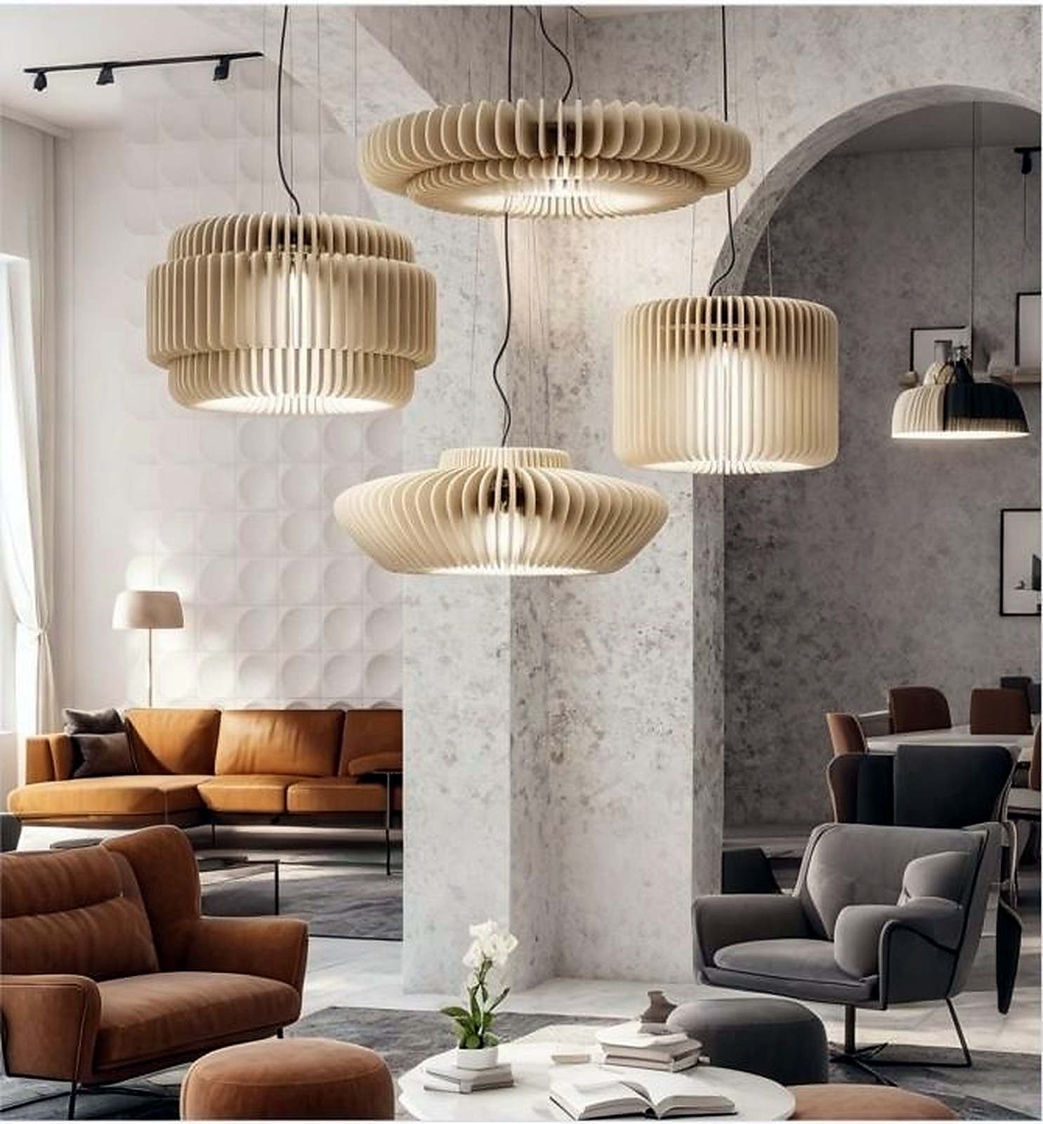Acoustic Pendant Lights in a lounge interior
